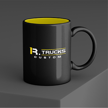 Caneca R. Trucks 350 ml Preta  c/ interor Amarelo 